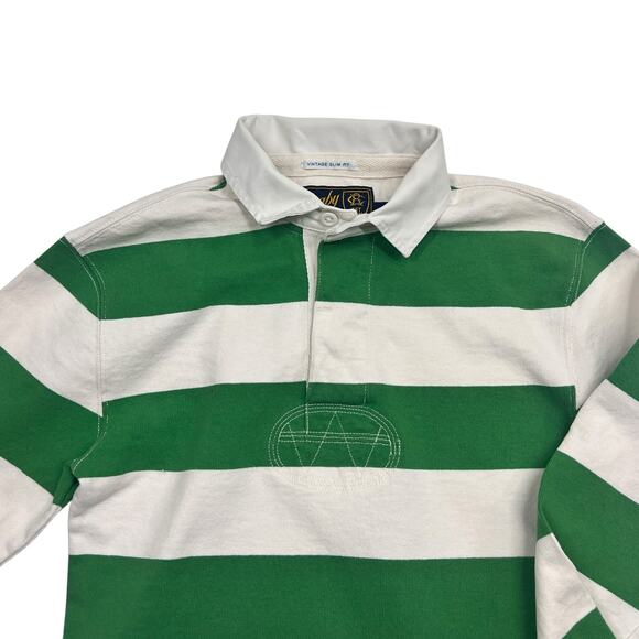 Vintage Rugby Ralph Lauren Slim Fit Polo Shirt Preppy Ivy League XS Green Stripe - Picture 5 of 12